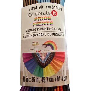 Celebrate It Pride Progress Bunting Flag 18" x 36" NEW